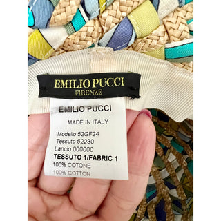 Emilio Pucci 100% Cotton Woven Straw Boater Summer Hat Multicolor Women's