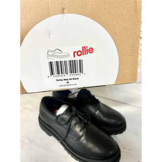 NWT Rollie Leather Lace Up Classic Dress Derby Shoes Step All Black Women's 39