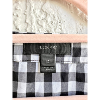 J. Crew Flutter Sleeve Gingham Wrap V Neck Top Blouse White Black Women's Sz 12