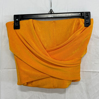 NV by Nati Vozza Gina Strapless Crossover Corset Crop Top Orange Women's Small