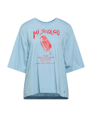 NWT Ottod'Ame Julep Printed Short Sleeve Crew Neck Graphic Tee Light Blue XS