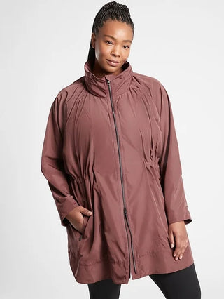 Athleta Drip Drop Full Zip Windbreaker Parka Rain Jacket Dusty Rose Women's XS