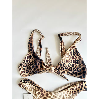 MIMI The Label Leopard Judy Top & Billie June Bottom Bikini Set Brown Women's XS