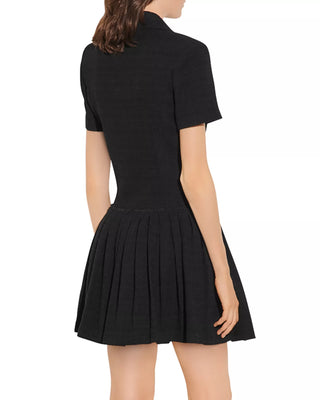 Sandro Rossa Tweed Double Breasted Pleated Mini Dress Black Size 36 FR / 4 US
