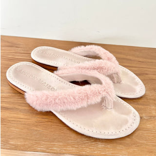 Madison Maison Ivanka Artificial Fur Flip-Flops Pink Women's Size 39 / 8.5