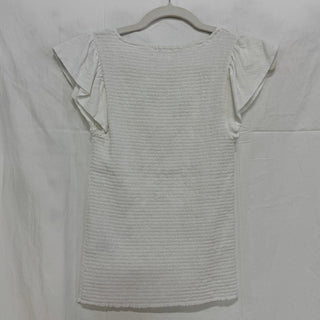 Nation LTD Scarlett Flutter Sleeve Square Neck Smocked Top White Women's Size S