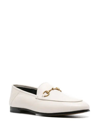 Gucci Brixton Horsebit Leather Slip On Almond Toe Loafer Flat White EU 41.5