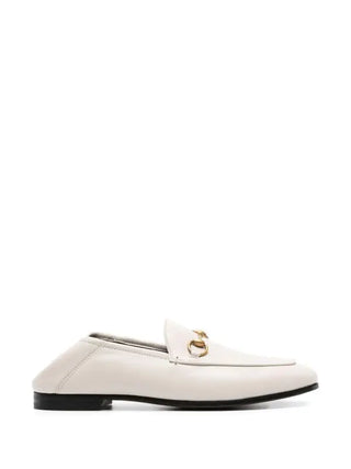 Gucci Brixton Horsebit Leather Slip On Almond Toe Loafer Flat White EU 41.5