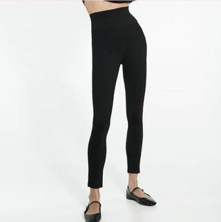 NWT Zara Pull On High Rise Slim Fit Ponte Skinny Pants Black Women's Size Small