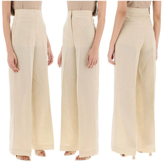 MVP Wardrobe Malibù High Waisted Wide Leg Palazzo Pants Beige Women's 38 / US 4