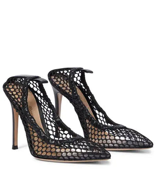 Gianvito Rossi Alisia 105 Leather-Trimmed Honeycomb Mesh Heeled Pumps 40