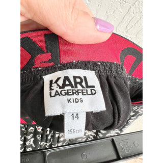 Karl Lagerfeld Pleated Printed Pull On Mini Skirt Black Kid's Size 14