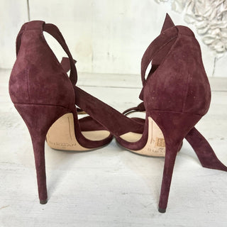 ALEXANDRE BIRMAN Clarita Bow-Embellished Suede Heel Sandals Burgundy 39 - 8.5 W