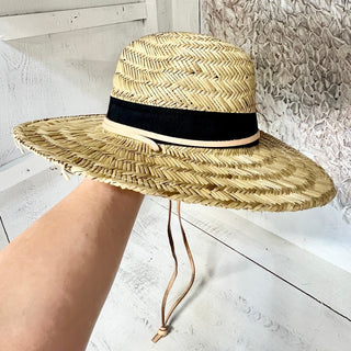 Anya and Niki The Tower Wide Brim Straw Hat with Leather Strap One Size