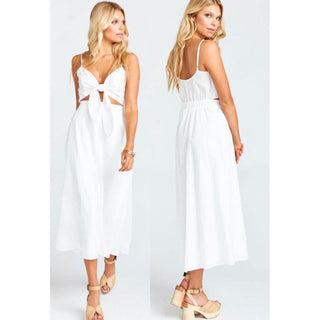 Show Me Your Mumu Moby Sleeveless Cutout Tie Front Midi Dress White Women's M