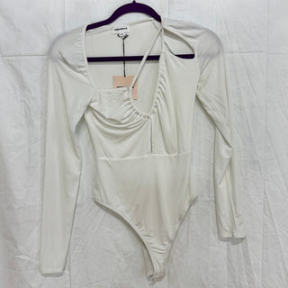 NWT superdown Aranza Long Sleeve Ruched Cutout Bodysuit White Women's Size XS