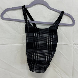 NWT Stori Endurance Plaid Print Padded Sports Bra Black/White/Gray Women's US 2