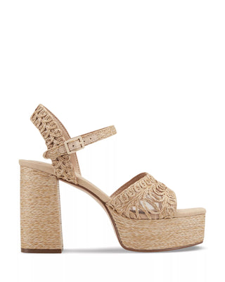 NWOT Marc Fisher LTD Chayse Raffia Platform Sandals Light Natural/Cream Womens 9