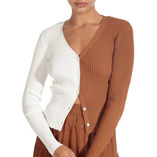 Staud Long Sleeve Ribbed Knit Button Down Cardigan Colorblock Women's Size Large