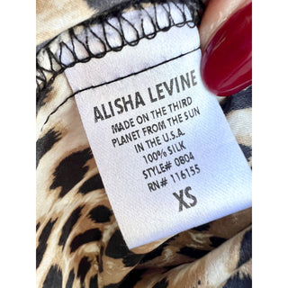 Vintage Alisha Levine Silk Leopard Print Sleeveless Racerback Blouse Brown Sz XS