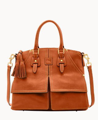 NWT Dooney & Bourke Florentine Clayton Satchel Leather Bag Natural Large