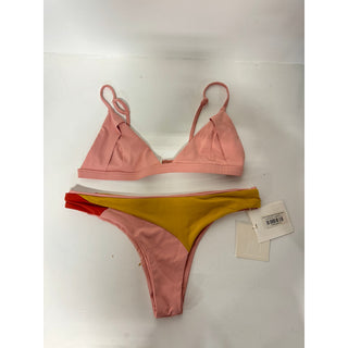 NWT Lisell Hiller Caro Reversible Triangle Bikini Top & Bottom Set Peach Large