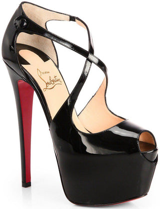 Christian Louboutin Patent Leather Exagona Platform High Heel Pumps Black 36.5