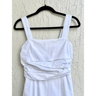 $495 Veronica Beard Positano Sleeveless Poplin Midi Sundress White Women's 00