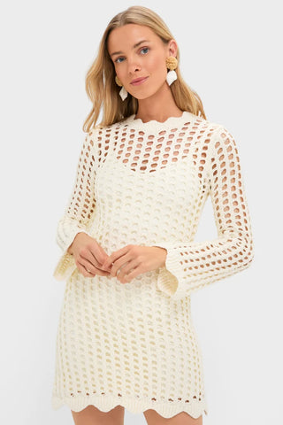 NWT Hyacinth House Knit Tamara Mini Dress with Slip Cream Women's Size Small