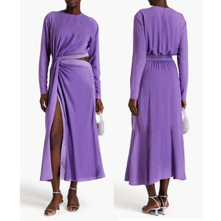 $1.950 NWT Stella Mccartney Magnolia Cutout Midi Dress Purple Women IT 42 / US 8