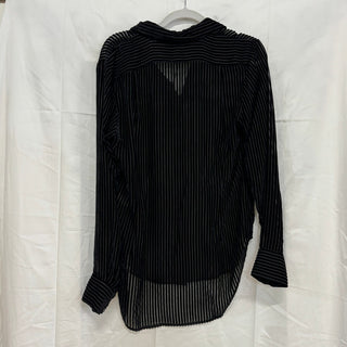 NWT rag & bone Lila Velvet Burnout Striped Relaxed Fit Button Down Shirt Black S