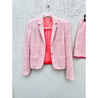 Elie Tahari Shannon Tweed Jacket & Alexis Boucle Tweed Skirt Set Pink Women US 4