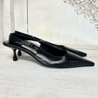 $975 NWOT Jimmy Choo Amel Leather Slip On Slingback Pumps Black Womens Size 39.5