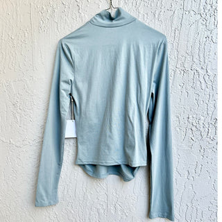 NWT All the Ways Long Sleeve Ruched High Neck Top Light Green Women's Size Small