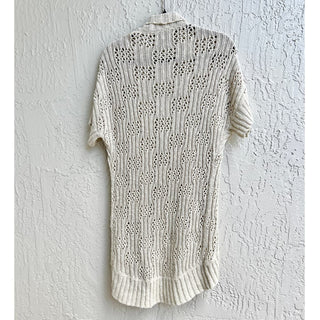 Alice + Olivia Short Sleeve Open Knit Cardigan Sweater Cream Women's Medium