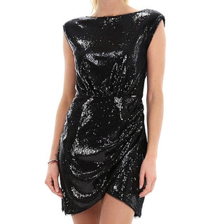 NWT LIU JO Abito Sequins Sleeveless Tulle Mini Dress Nero Black Womens 38 / US 2