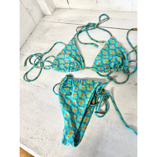 Natasia Swim Jayme Triangle Bikini Top & Bikini Bottom Set Green Womens Size XS