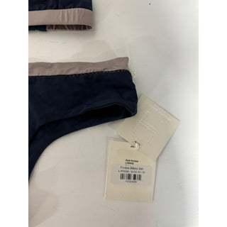 NWT Lisell Hiller Colorblock Finikia Triangle Top and Bikini Bottom Set Navy M