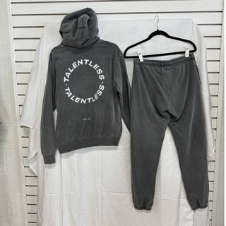 Talentless Circle Logo Long Sleeve Hoodie & Jogger Pants Set Gray Womens Size M