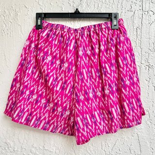 Mango 100% Cotton Printed Elasticized Waist Shorts Fuchsia Women's Size Small