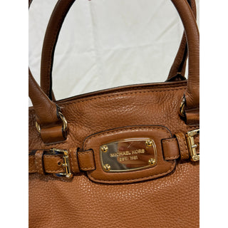 Michael Kors MK Hamilton Leather Double Handle Tote Shoulder Handbag Brown