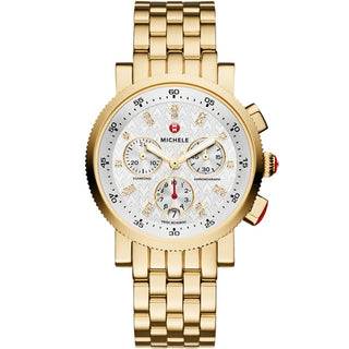 Michele 18K Gold Sport Sail Chronograph Golf Bracelet Wristwatch Watch