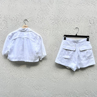 3 piece set Parentezi Valerie Crop Top w/ Tank Dania Skort Set White Women XS