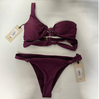 NWT The Garzetta Arena Double Knot Top & Bow Bottom Bikini Set Burgundy Women L