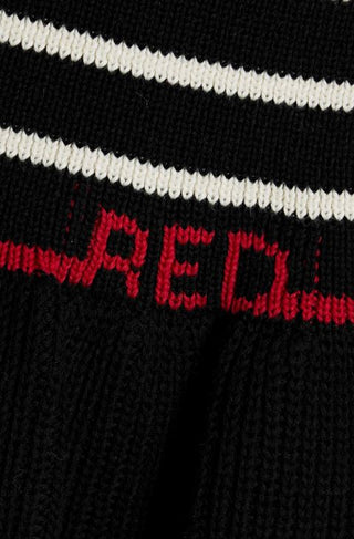 Red Valentino Ruffled Hem Ribbed-Knit Sweater Striped Black Women's Size Medium