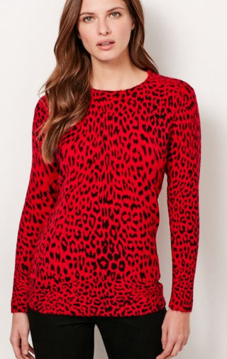 Proenza Schouler 100% Cotton Leopard Print Crewneck Tee Red Women's Size XS