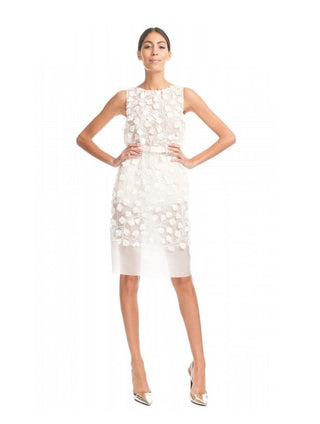 Giambatista Valli Paris Heavy Organza Embroidered Dress Off White Womens Size 40