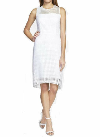 Elie Tahari 100% Cotton Ophelia Sleeveless Lined Lace Dress White Women's Size 8
