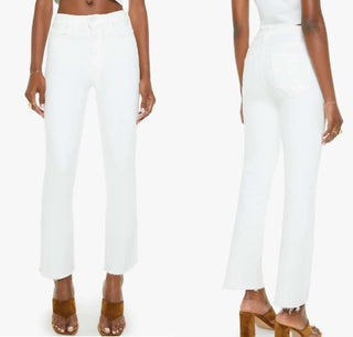 Mother Hustler Ankle Fray High Rise Jeans Fairest Of Them All White Women's 29