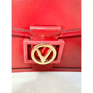 NWT Valentino by Mario Valentino Mina Logo Leather Shoulder Bag Lipstick Red OS